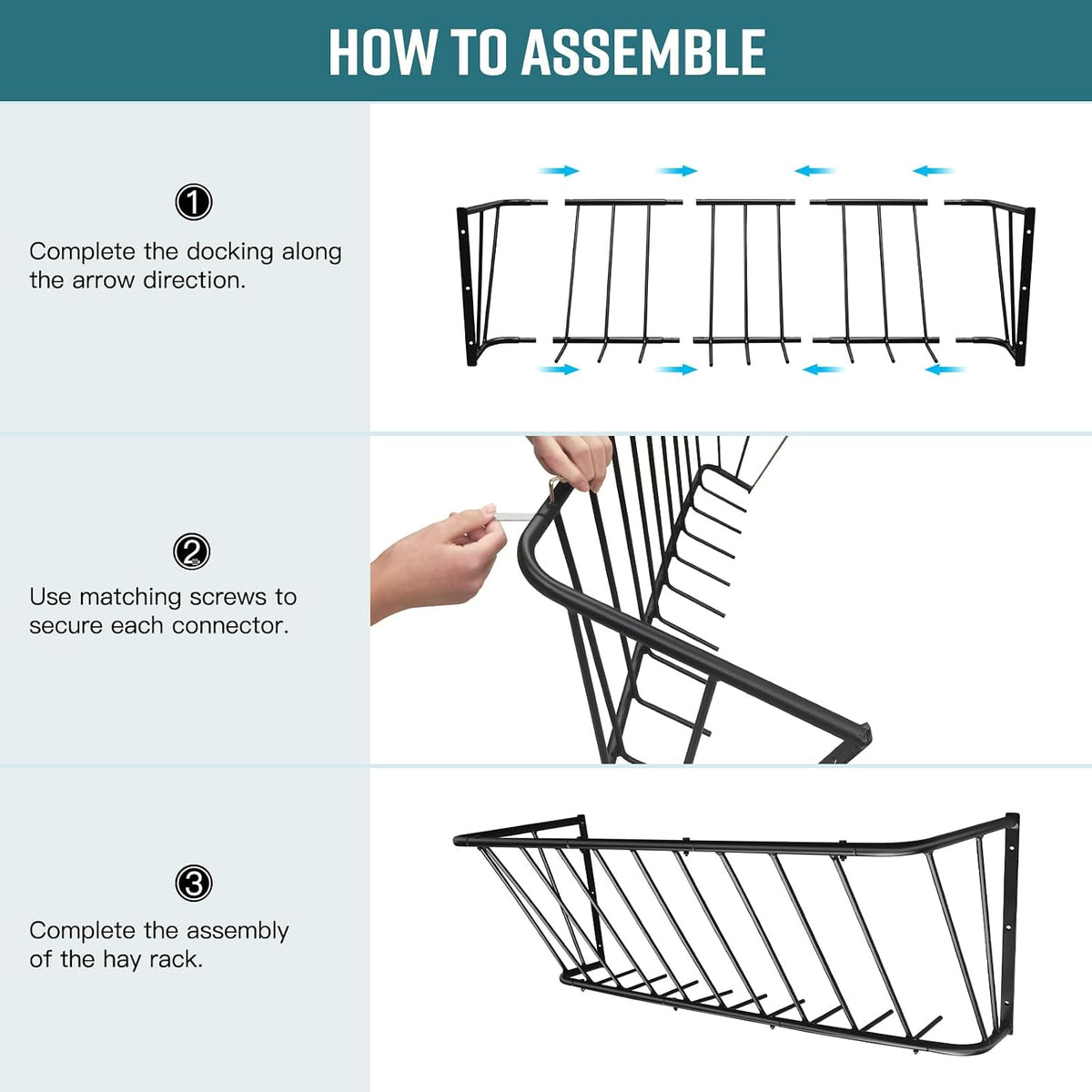 Wall Mount Steel Horse Hay Feeder Rack, 20 Gallon, 35.5 Inch Long