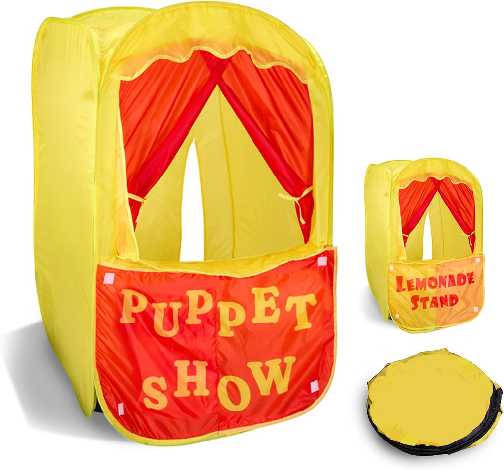Puppet Theater for Kids, 2-in-1 Puppet Show & Lemonade Stand Pop-Up Play Tent - Playbees Foldable Theater Stage