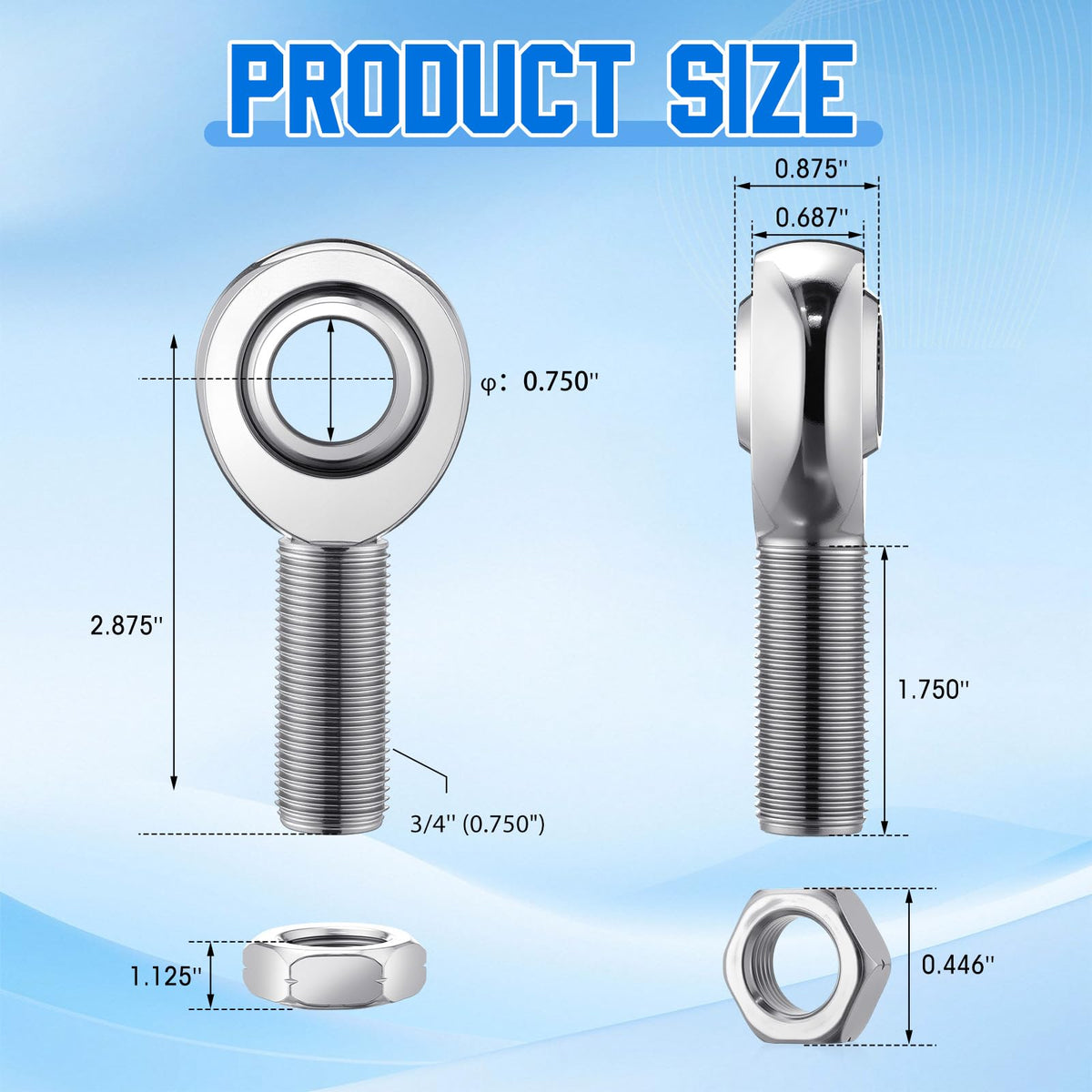 8 Pcs 3/4 Heim Joints Rod End Kit Right and Left Thread 0.75 Chromoly