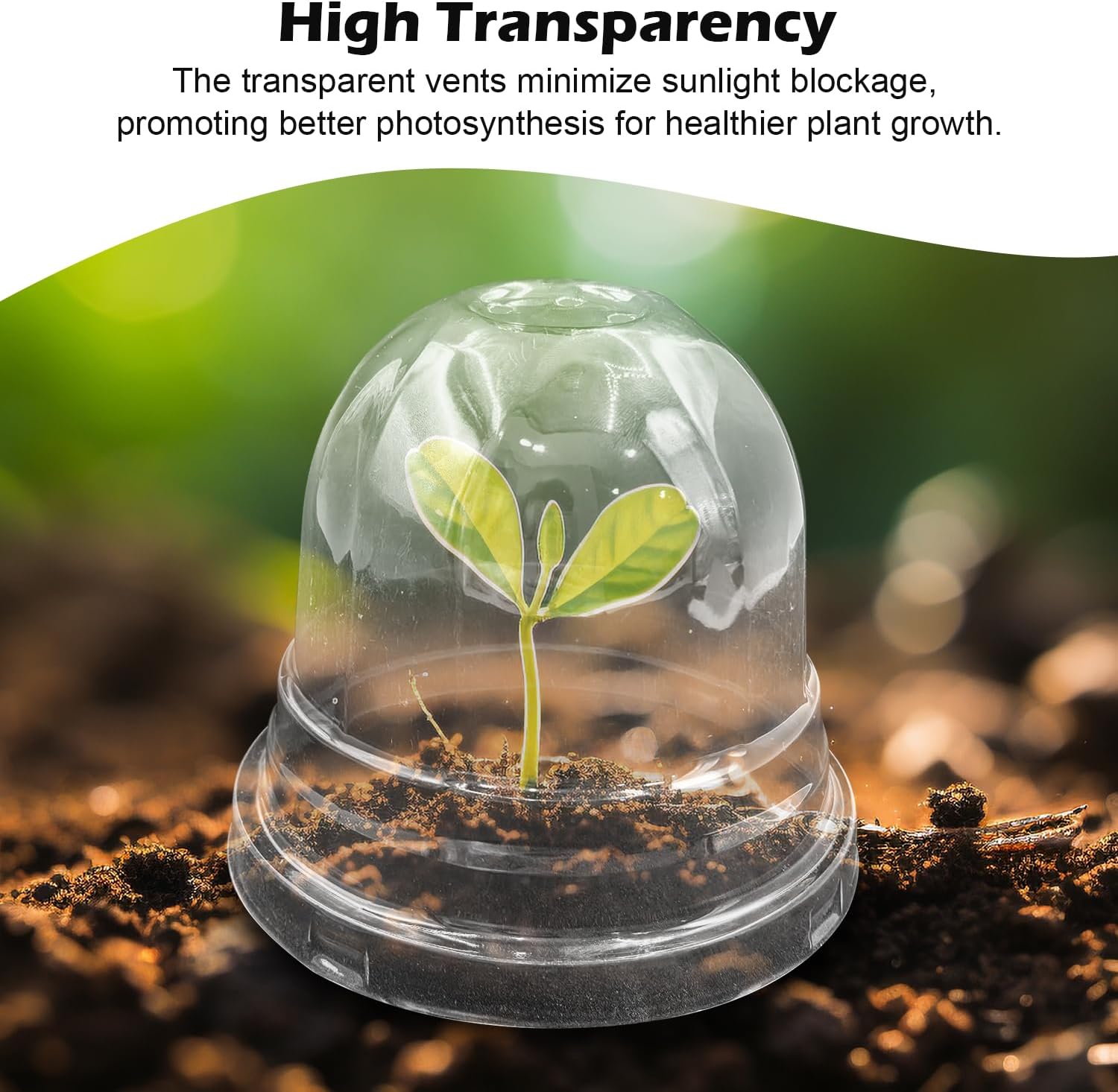 Humidity Domes for 4 Inch Pots, 100 Pack Transparent Plant Dome Covers with Ventilation, Clear Nursery Pot Domes for