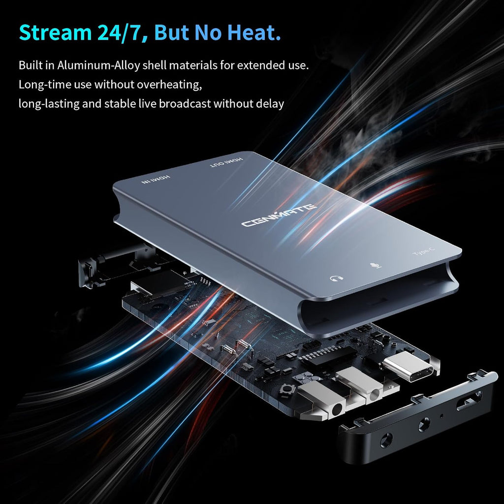 Aluminum HDMI Capture Card, USB 3.0 1080P 60FPS Audio Video Capture Card for Streaming/Gaming/Video Conference