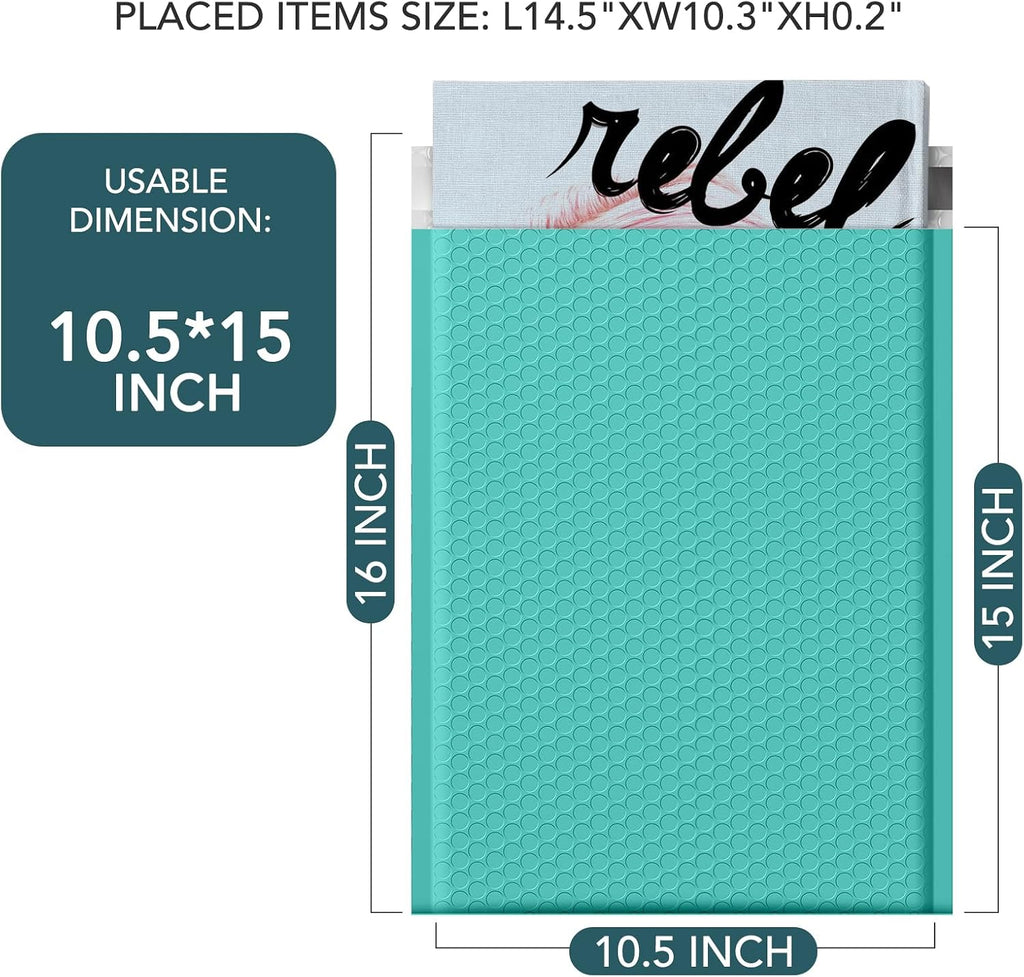 Bubble Mailers 10.5x16 Inch 25Pack Teal Large Padded Envelopes
