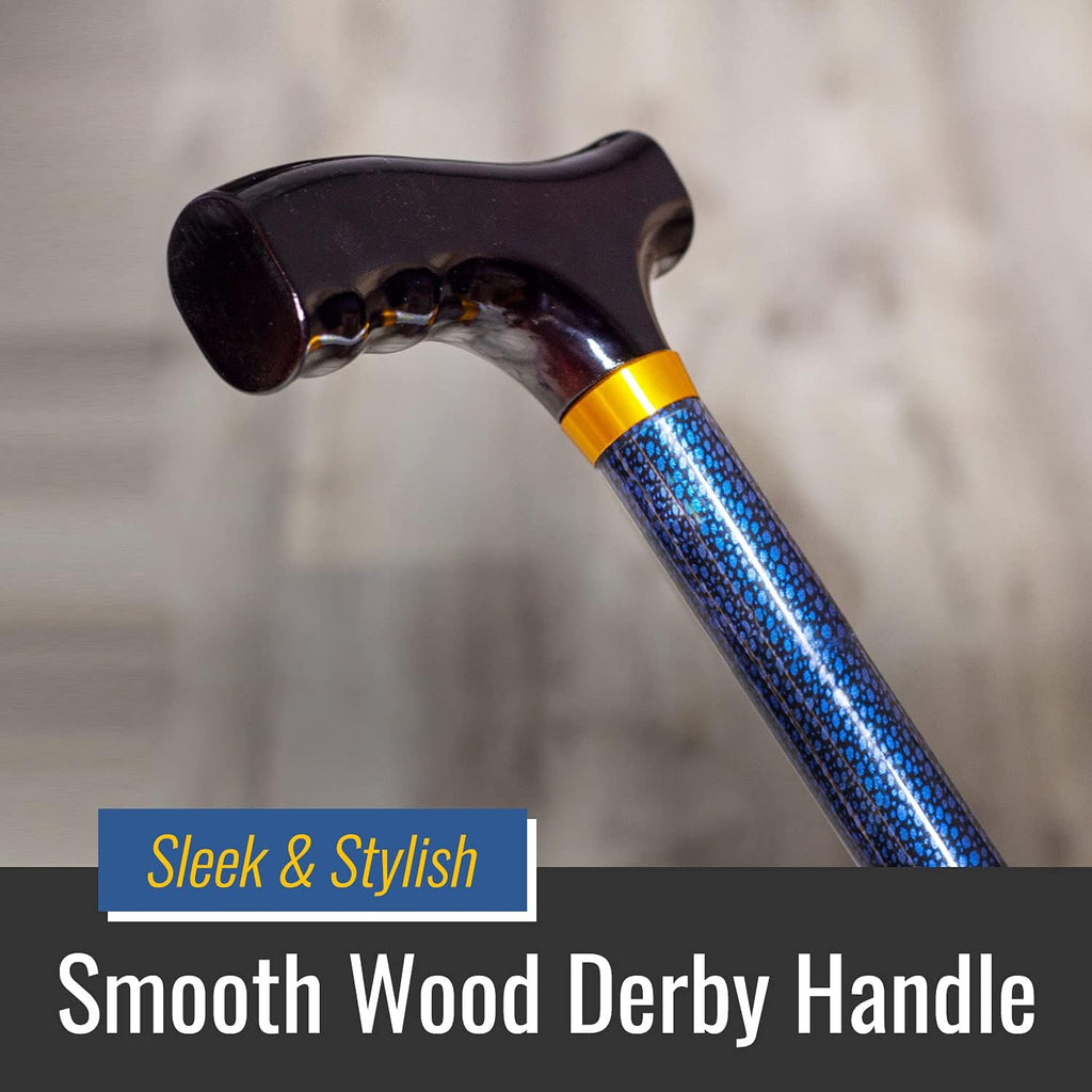 Lightweight Aluminum Adjustable Walking Cane with Derby-Top Handle for Men and Women