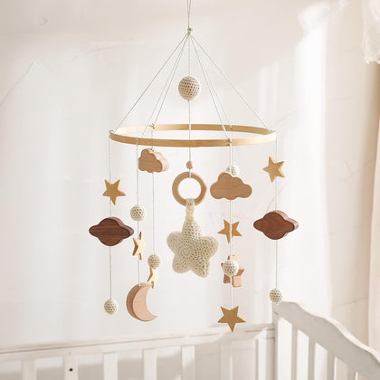 Baby Crib Mobile for Boys Girls| Boho Nursery Mobile| Gender Neutral Hand-Crocheted Mobile| Ceiling Mobile - Stars
