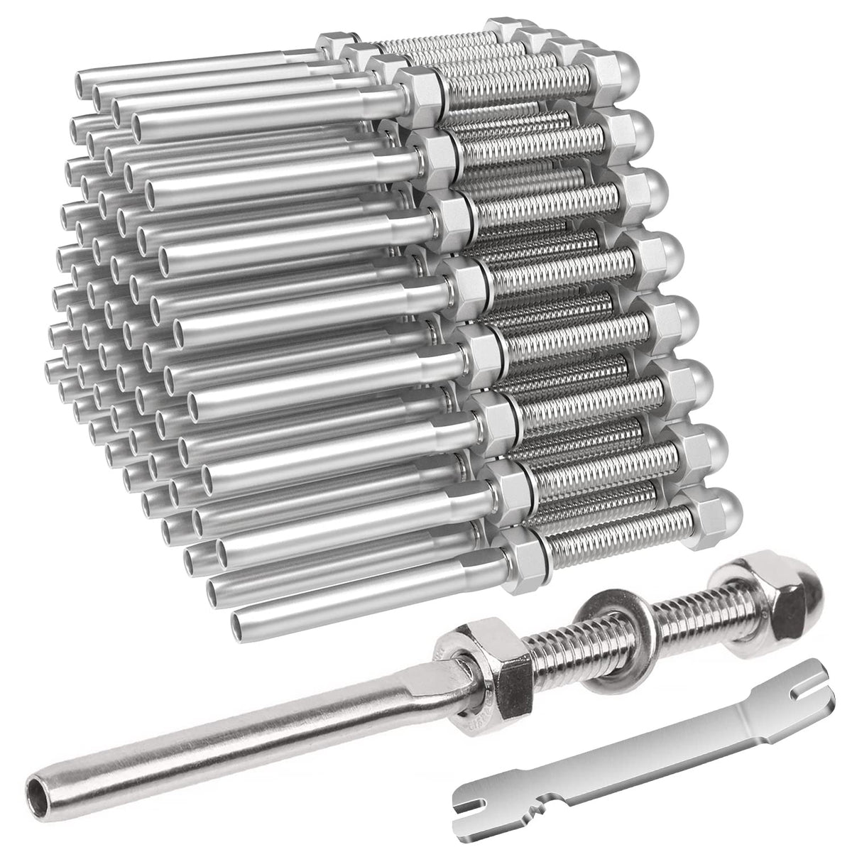 50 Pack 1/8" Cable Railing Swage Threaded Stud Tension End Fitting