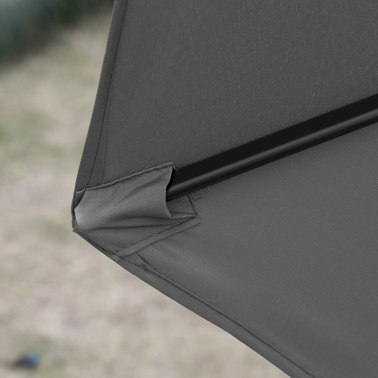 9Ft Patio Umbrella Outdoor Table Umbrella with 8 Sturdy Ribs (Dark Gray)