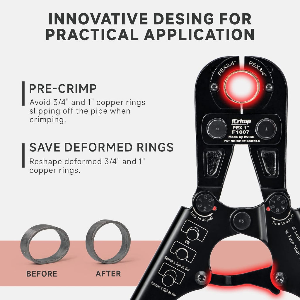iCrimp Pex Pipe Crimping Tool kit for 3/8,1/2,3/4,1-inch Copper Ring