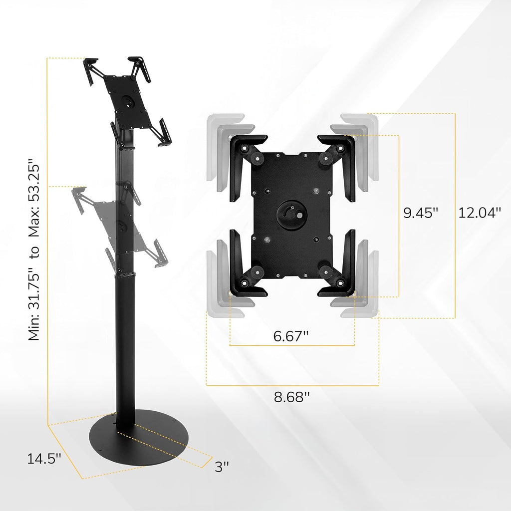 Anti-Theft Universal Tablet Floor Stand Kiosk, Locking Enclosure for iPad, Galaxy Tab & Surface Pro 9.7"–13.1"