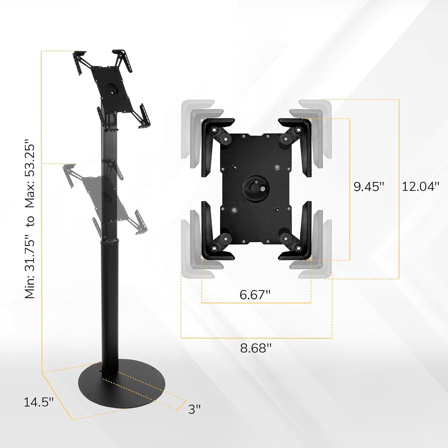 Anti-Theft Universal Tablet Floor Stand Kiosk, Locking Enclosure for iPad, Galaxy Tab & Surface Pro 9.7"–13.1"