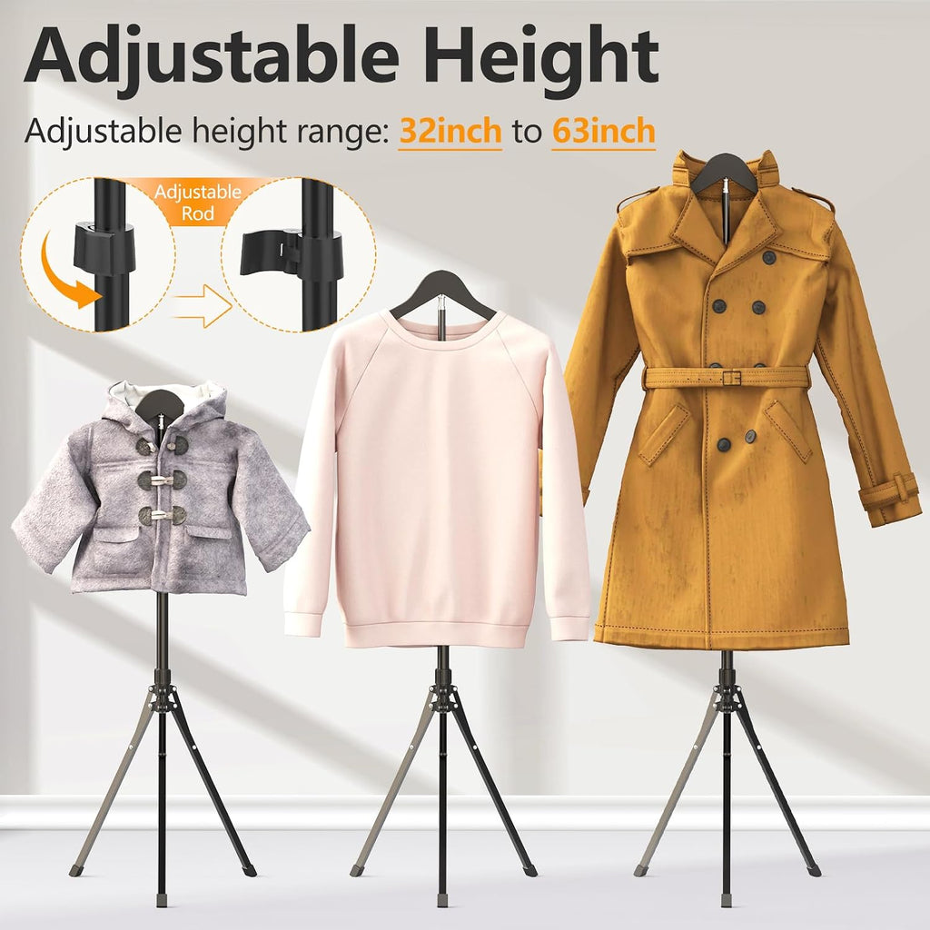 Adjustable Shirt Display Stand Mannequin Torso, Multi-Use Clothing Display | 32-63 Inches Steamer Rack Stand Foldable