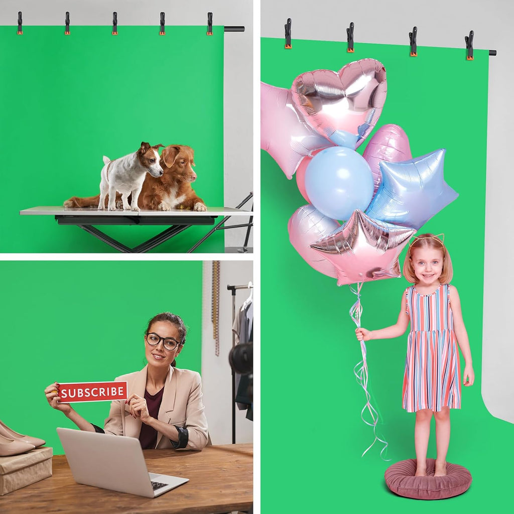 Green Screen Backdrop Kit with Stand, 8x5.3ft Portable GreenScreen Background Stand for Streaming Video and