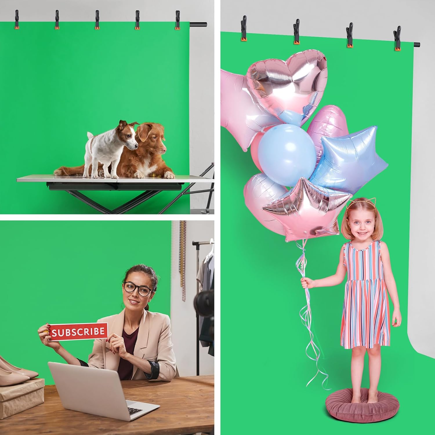 Green Screen Backdrop Kit with Stand, 8x5.3ft Portable GreenScreen Background Stand for Streaming Video and