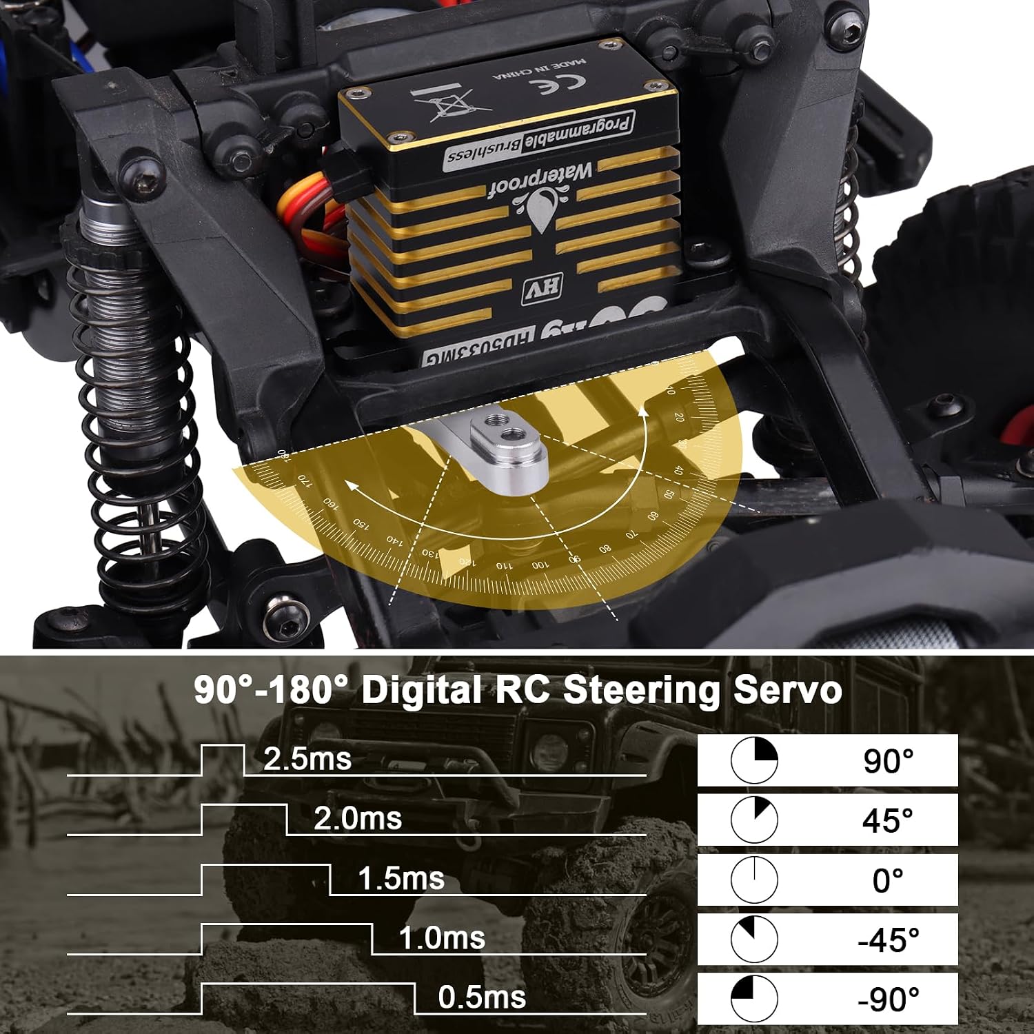 Waterproof 50KG High Torque RC Servo Brushless Motor 8.4V HV Servo Metal Gears Programmable for 1/7 1/8 1/10 1/12 RC
