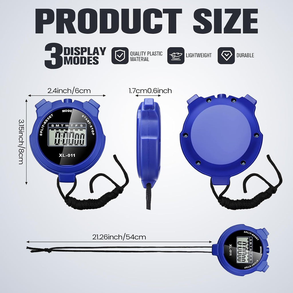 12 Pack Multi Function Digital Stopwatch Timer Bulk Sports Stopwatch with Lanyard Plastic Display Waterproof Date