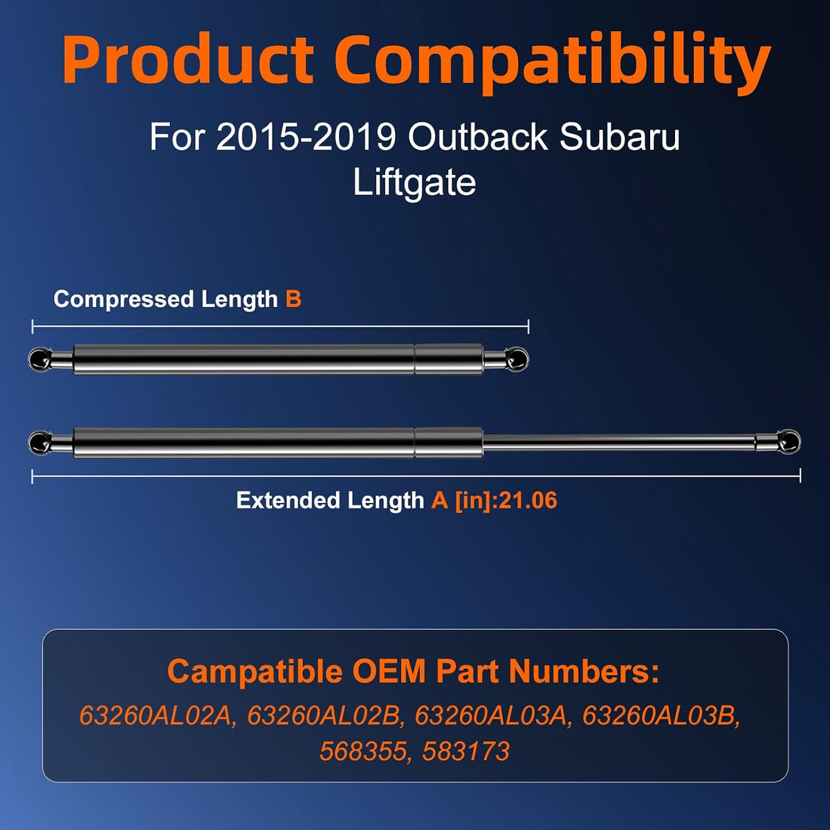 Trunk Hatch Liftgate Strut Shock for 2015-2019 Subaru Outback