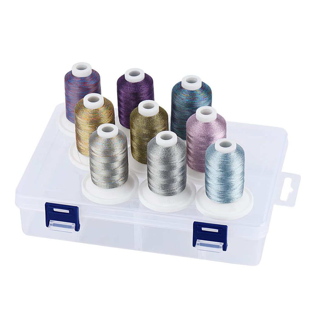 Metallic Embroidery Thread with Storage Box, 700M Snap Spools