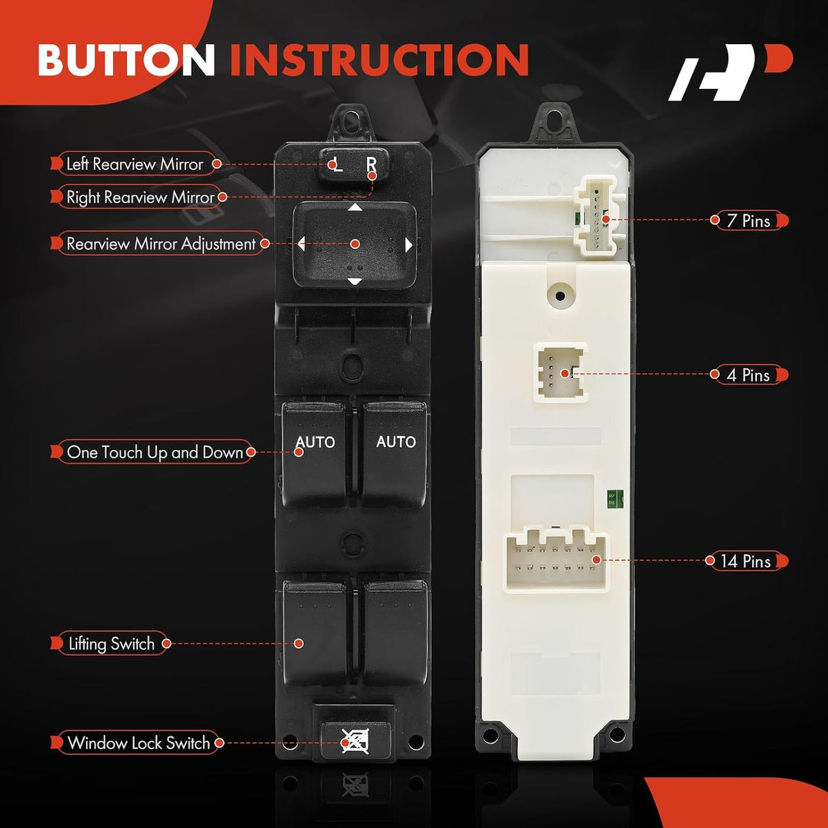 A-Premium Front Driver Side Master Power Window Switch Compatible with Mazda 6-2006 2007 2008