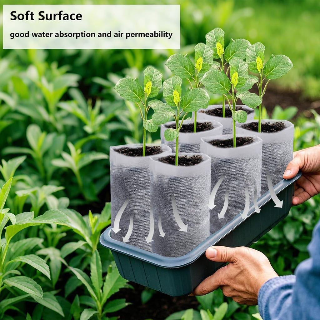 50 Pcs 10.2" H Deep Nursery Grow Bags, Non-Woven Plants Pots Container for Starting Rooted Plants Vegetable, Flower