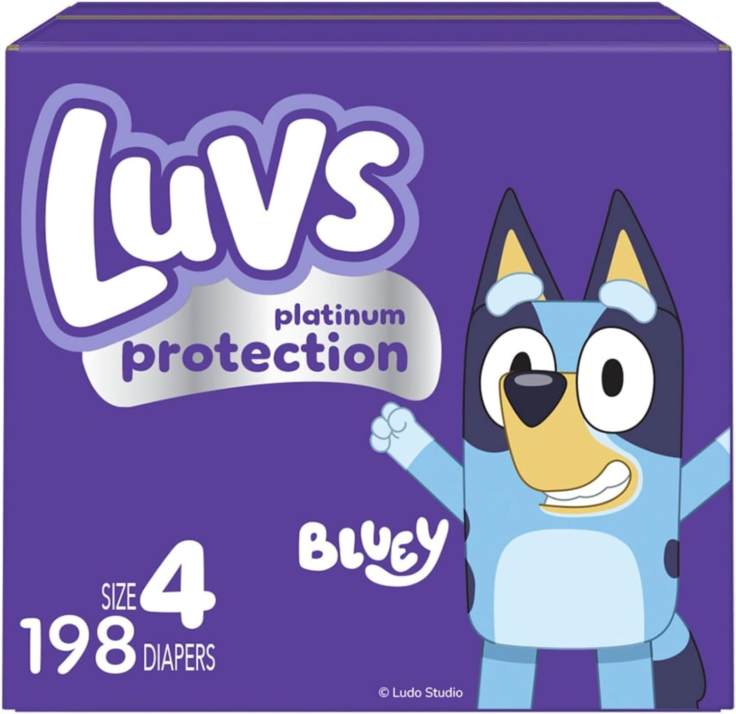 Size 4 Baby Diapers, Platinum Protection Bluey Diapers for Day & Night,Size 4 (22-37 lbs), 198 Count