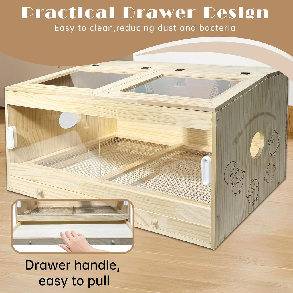 25-Piece Large Chicken Brooder Box 32", Drawer Manure Separation, All-in-One Kit, Up to 35 Chicks, Brooder with Temp