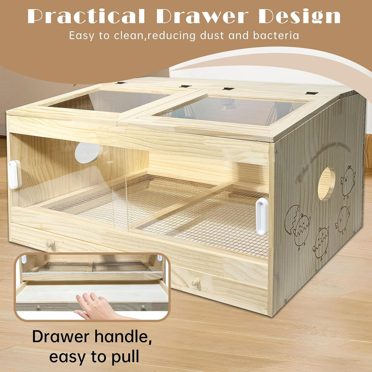 25-Piece Large Chicken Brooder Box 32", Drawer Manure Separation, All-in-One Kit, Up to 35 Chicks, Brooder with Temp