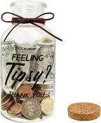 Feeling Tipsy Large Glass Tip Jar for Bartenders, Restaurants and Bars