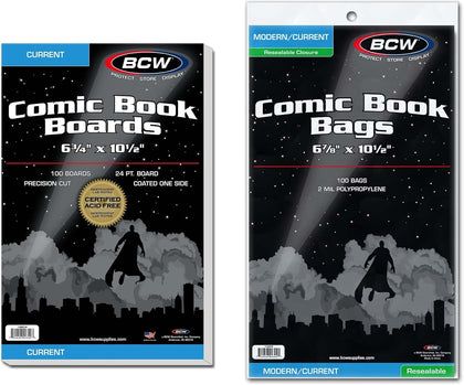 Resealable Current Comic Bags and Boards Combo, 100 Count Each | Protect current comics with 100 acid-free resealable