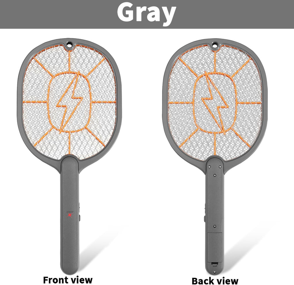 2-Pack Electric Fly Swatter, Black & Gray, AA Battery Operated Bug Zapper Racket for Indoor/Outdoor Use, Mosquito &
