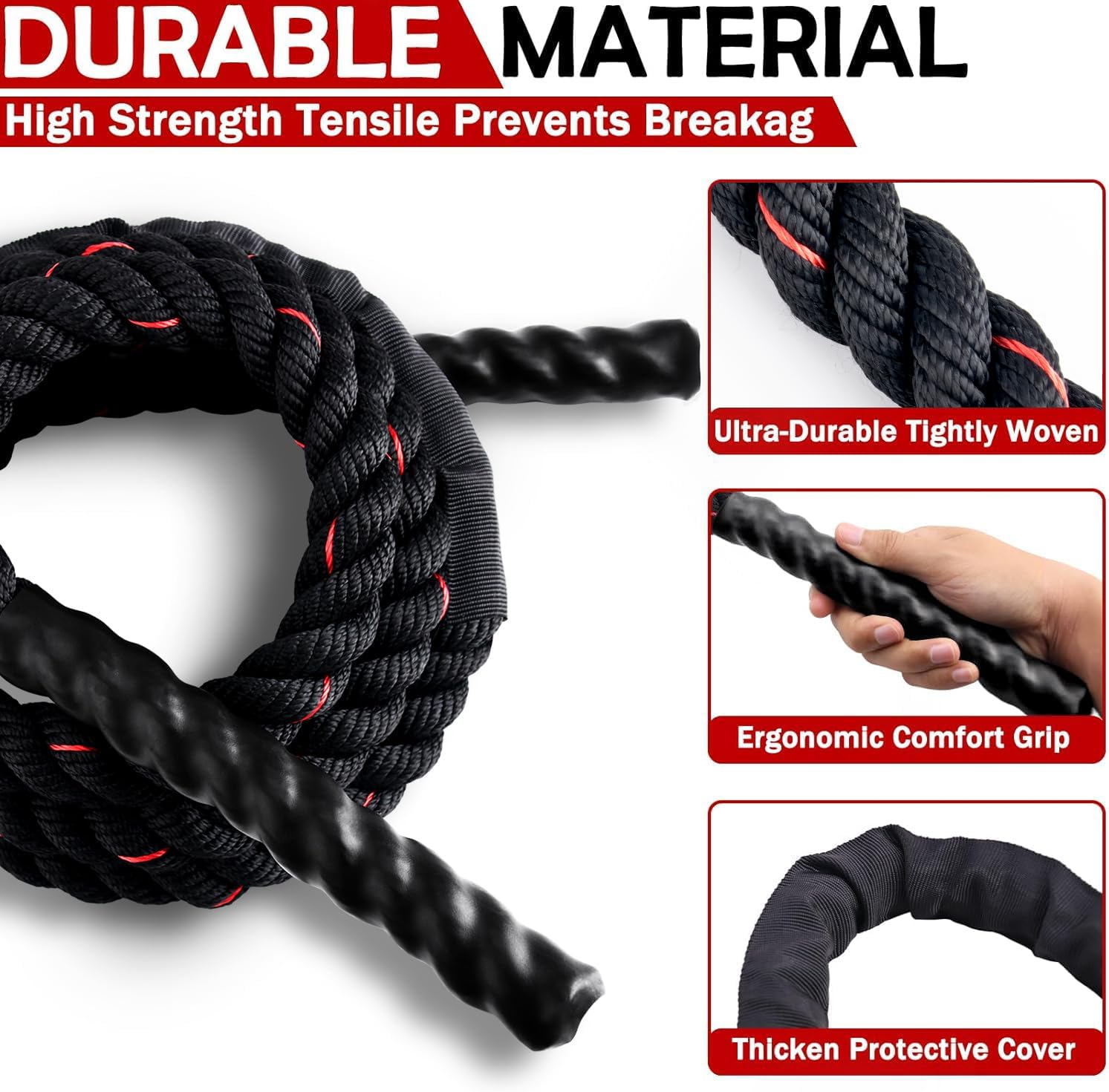 Weighted Jump Rope for Men Women, 1.5lb 2.8lb Jumping Ropes for Fitness | Adult Skipping Rope for Home Gym Exercise