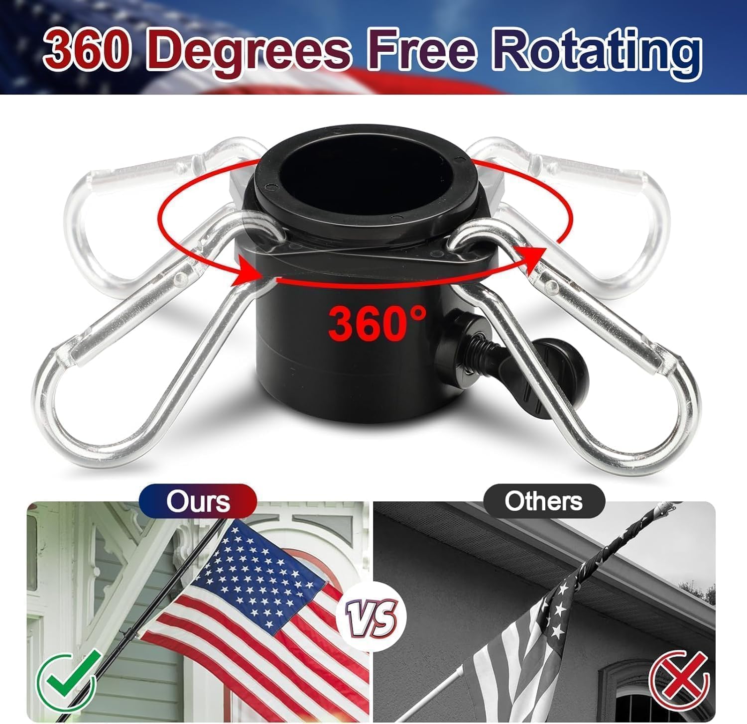 American Flag with Pole - Includes 5ft Heavy Duty Flag Pole Holder for Outside House,3x5 Embroidered US Flag and Wall