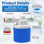 3/4" Side Top Inlet Water Float Valve, 2 Pack Water Trough Float Valve Water Level Control Float Valve for Water Tank, Automatic Water Shut Off Valve Pool Auto Fill for Livestock Pond Aquarium