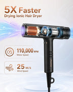 Ionic Hair Dryer with Diffuser, Fast Drying Low-Noise Blow