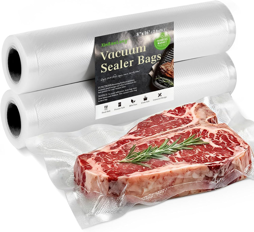 Kitchen Essentials, Vacuum Sealer Bags, 2 Rolls 8"x16', Freezer Bags