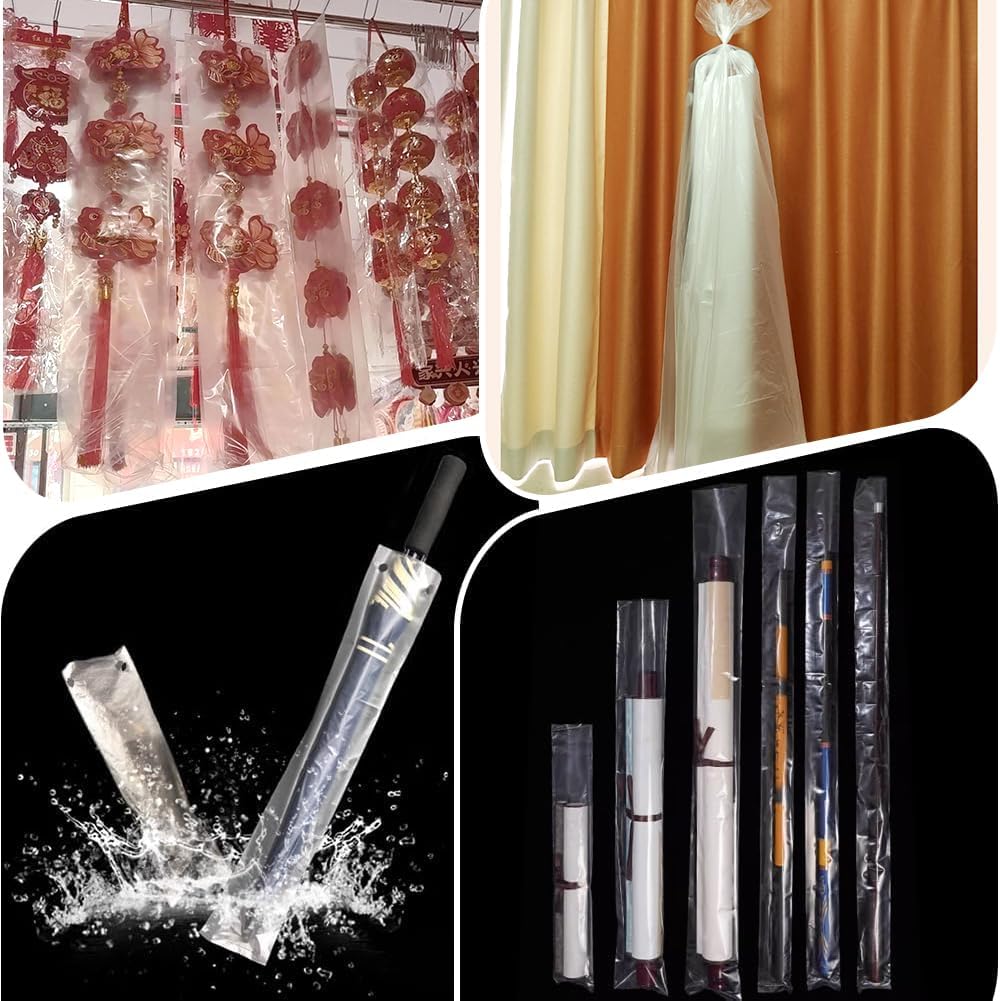 6x39 Inch Extra Long Plastic Sleeves 100pcs Flat Open Poster Bags Sleeves, Poster Poly Bags Clear Flat Open Bag