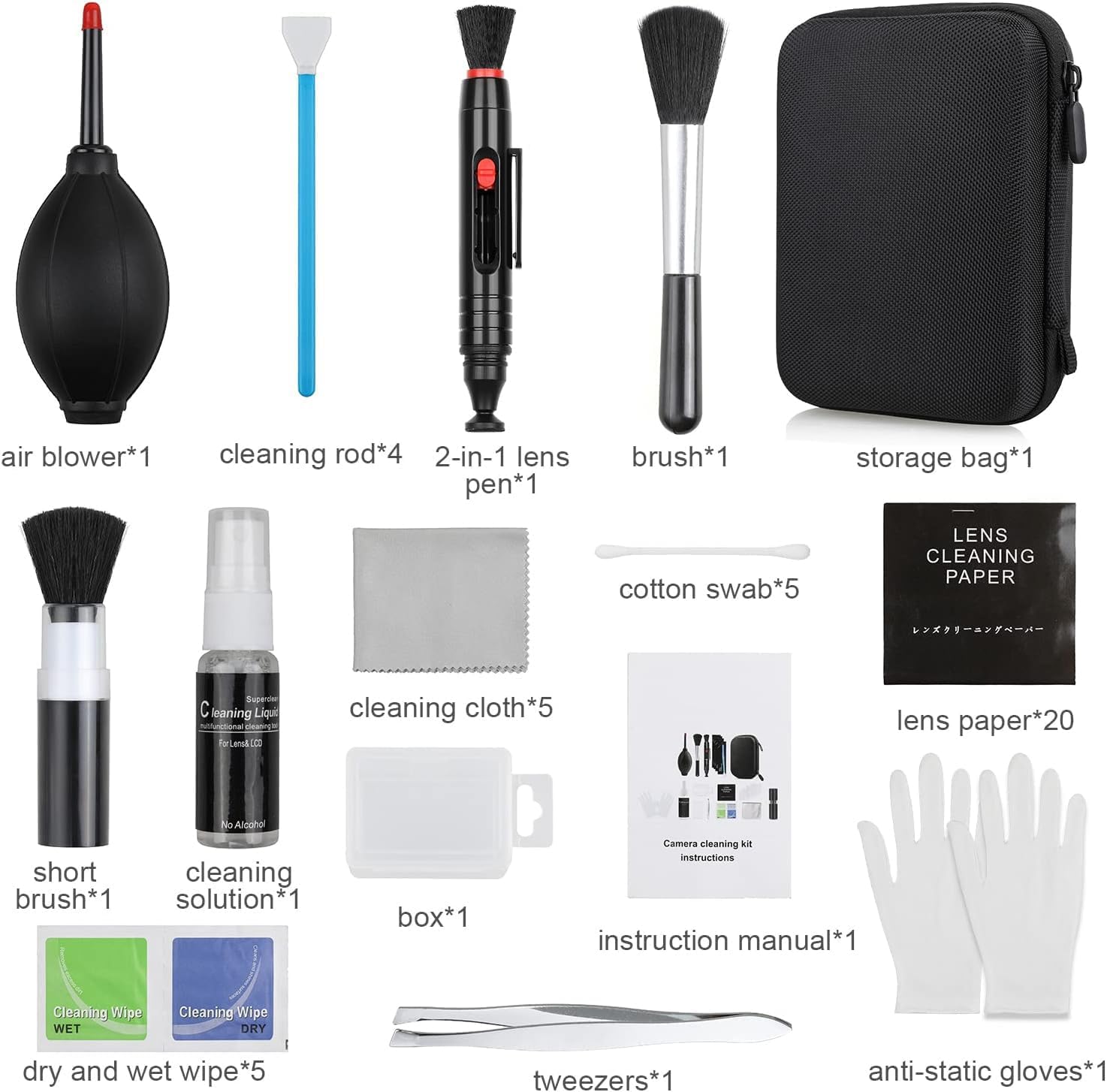 14-in-1 Camera Lens Cleaning Kit - Mirrorless & DSLR Sensor Cleaning Kit for Canon, Sony, Nikon Including Lens