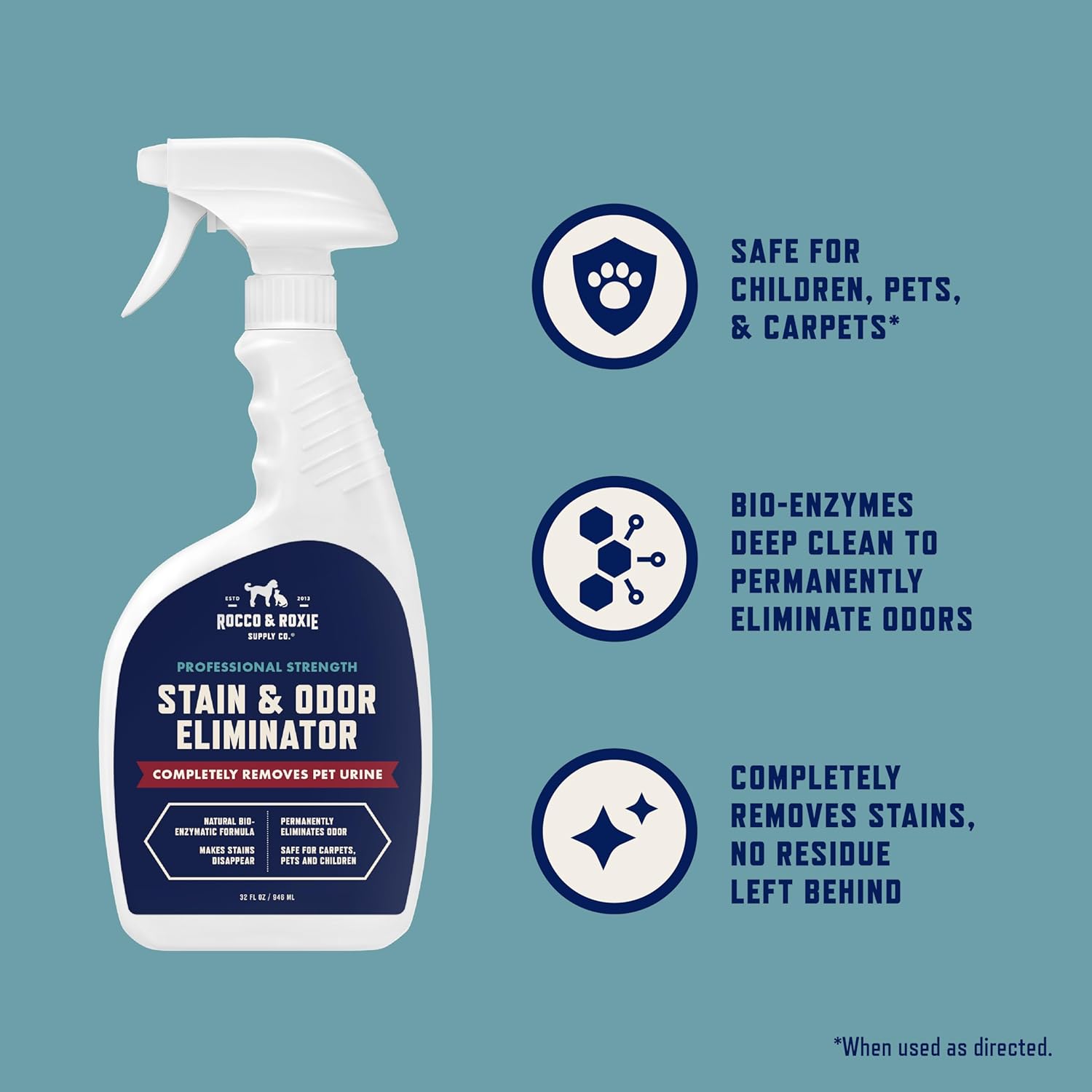 Stain & Strong Odor Eliminator, Enzyme Cleaner, Pet Odor Eliminator for Home - Carpet Stain Remover for Cats & Dog