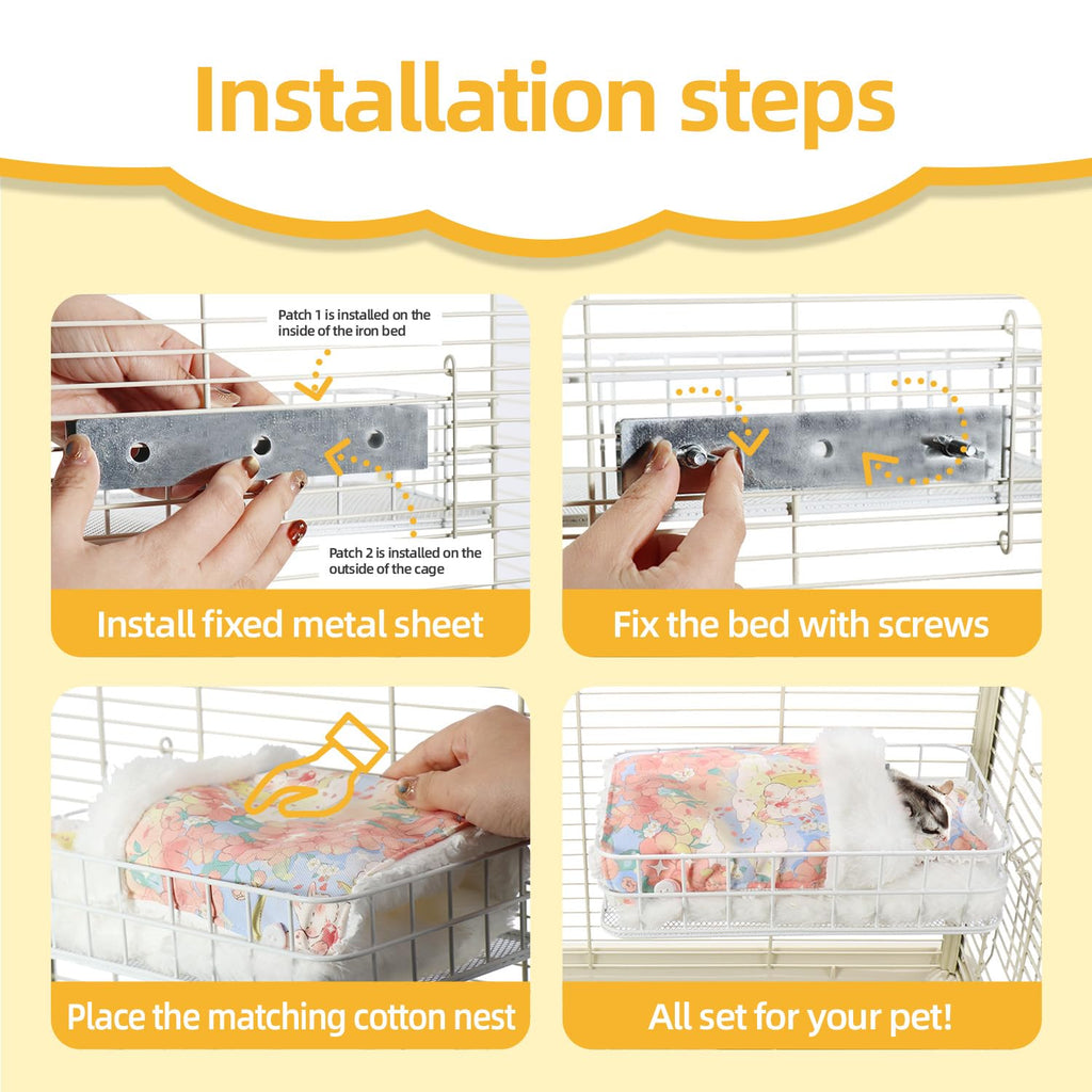 Sugar Glider Hammock Bed & Activity Platform - Versatile 2-in-1 Cage Accessories with Removable Bed, Sturdy Chew