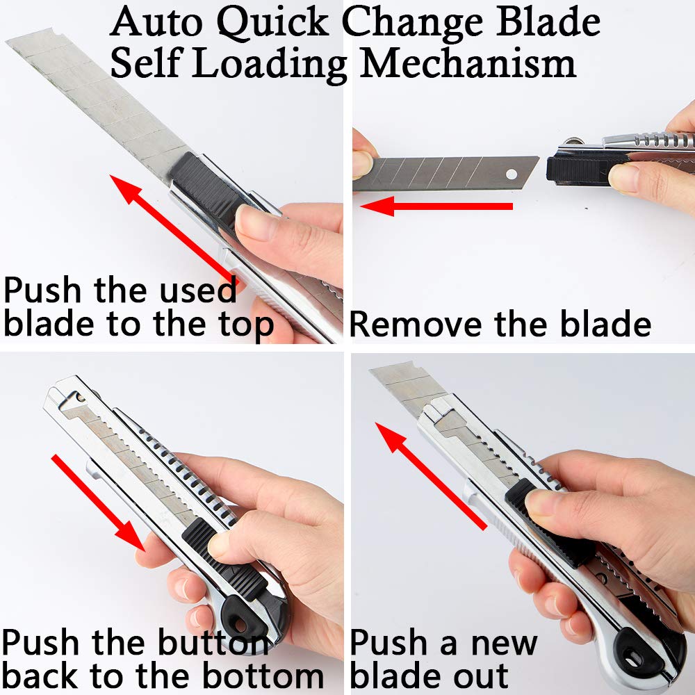 Utility Knife, Box Cutter Retractable,5 Pcs Blades Inside