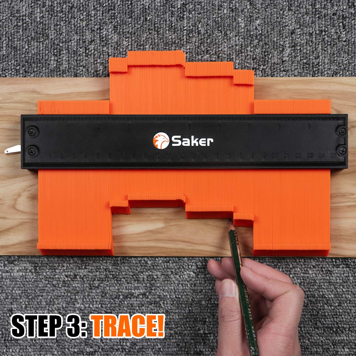 Saker Connection Profile Gauge-Adjustable Lock-Must Have Tool for DIY Handyman, Construction (5+10 INCH, BLACK+BLACK)