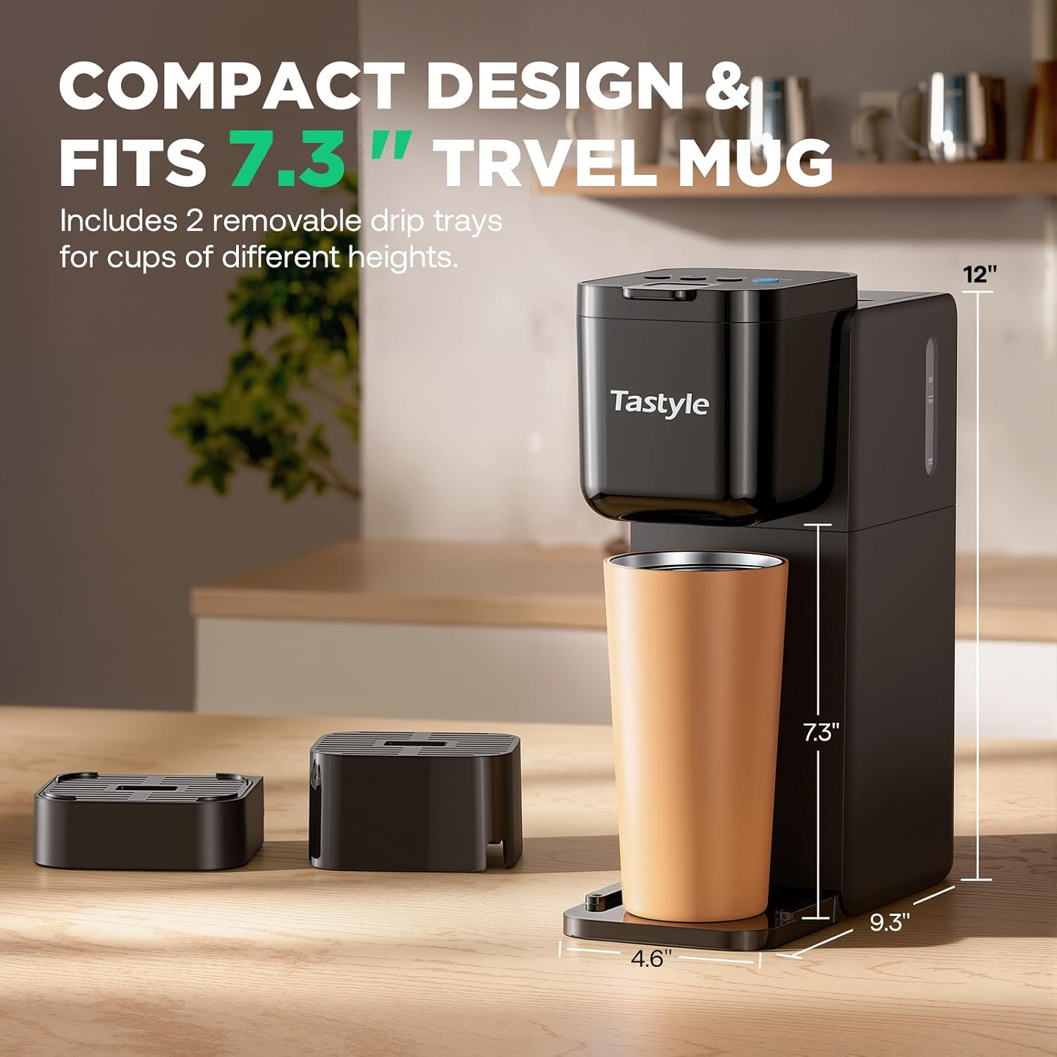 Single Serve Coffee Maker Hot and Iced with Bold Brew, Up to 16 Oz | for K Cup and Ground, Fits 7.3'' Travel Mug, 5