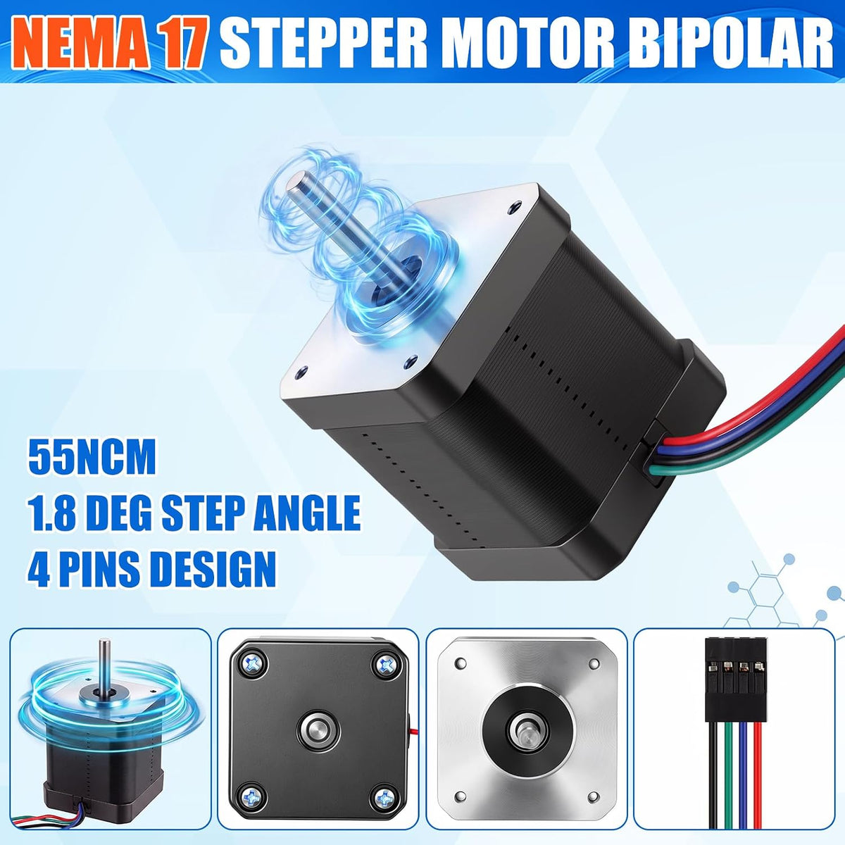 Tellegloww 9 Pcs Compatible with 3D Printer/CNC Nema 17 Stepper Motor A4988