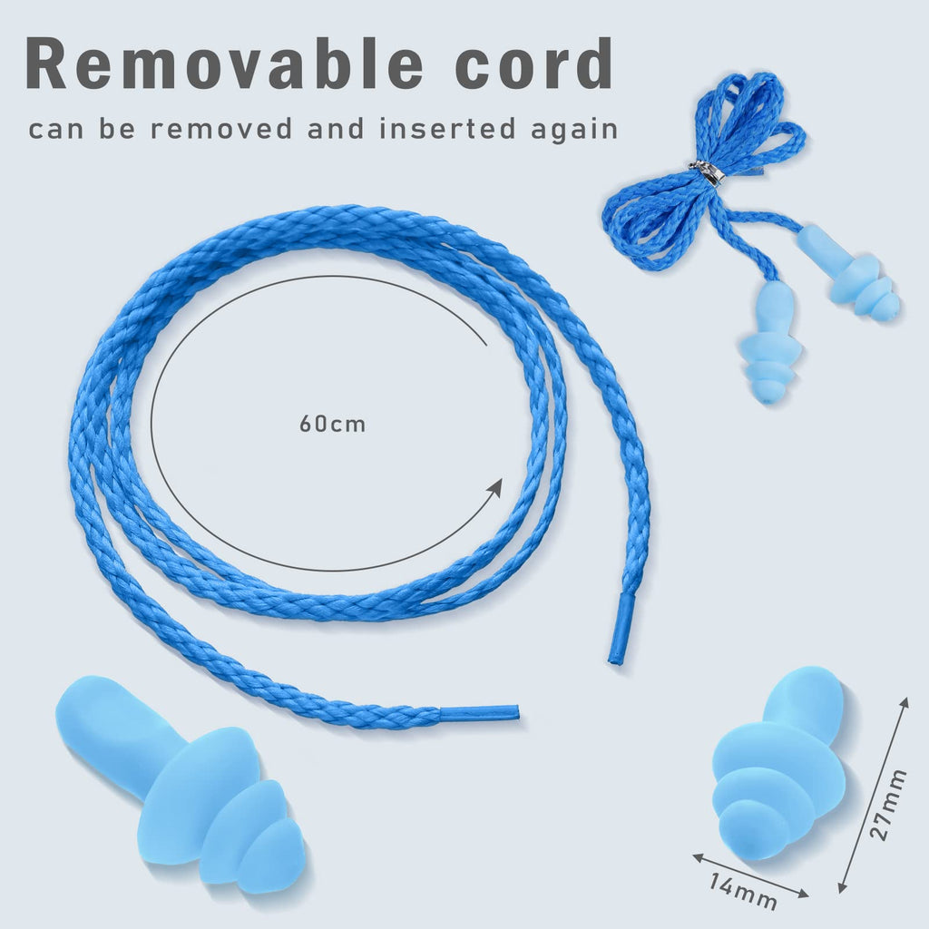 20 Pairs Silicone Earplugs Noise Cancelling, Blue