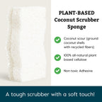 Coconut Scrubber Sponges, 6 Count, Dual Sided, Non-Scratch