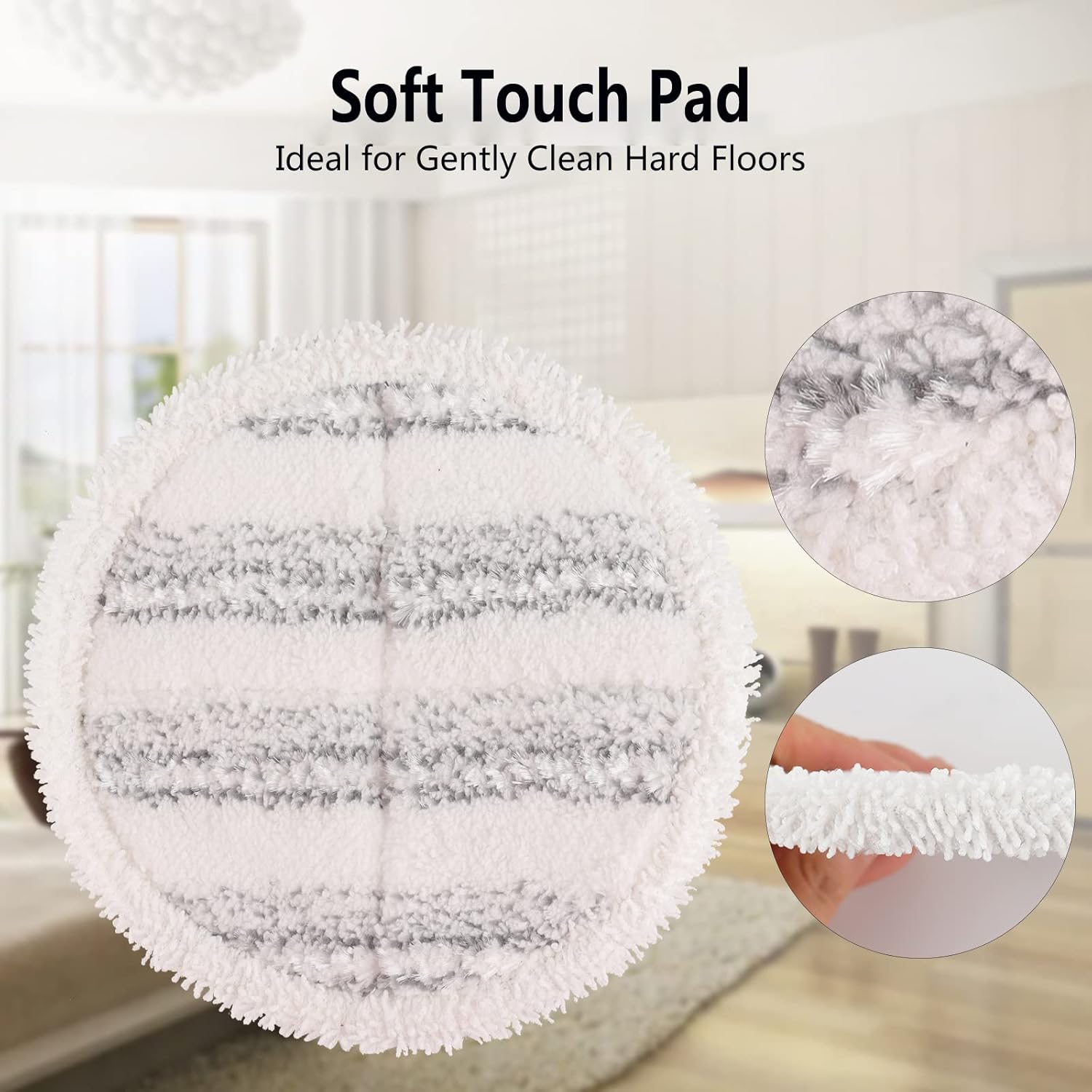 Electric Mop Pads, 6.3in Spin Mop Pads for Most Cordless Electric Spin Mop, Round Mop Replacement Pads for Floor
