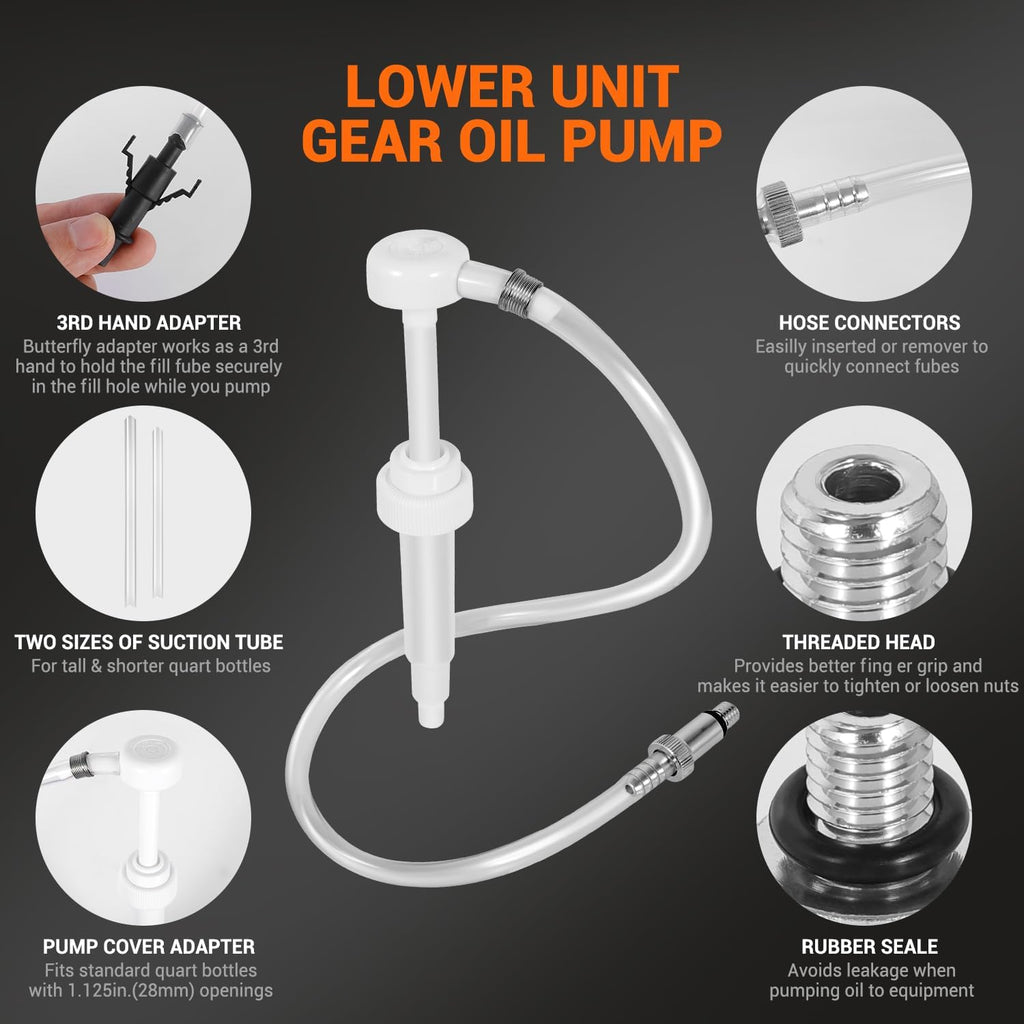 Lower Unit Gear Oil Pump for Standard Quart Bottles, Gear Oil Pump