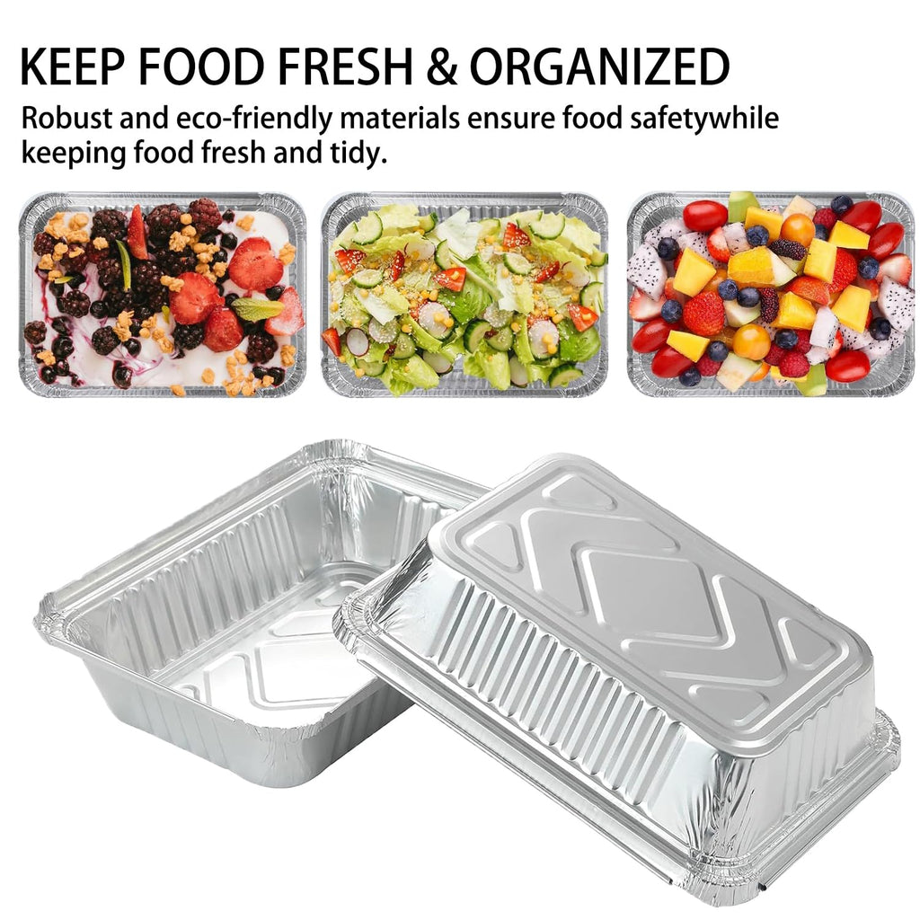 Aluminum Foil Pans with Lids 20 Pack, Disposable Food Containers