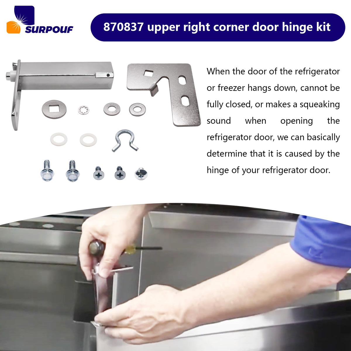870837 Top Right Door Hinge Kit Compatible with True