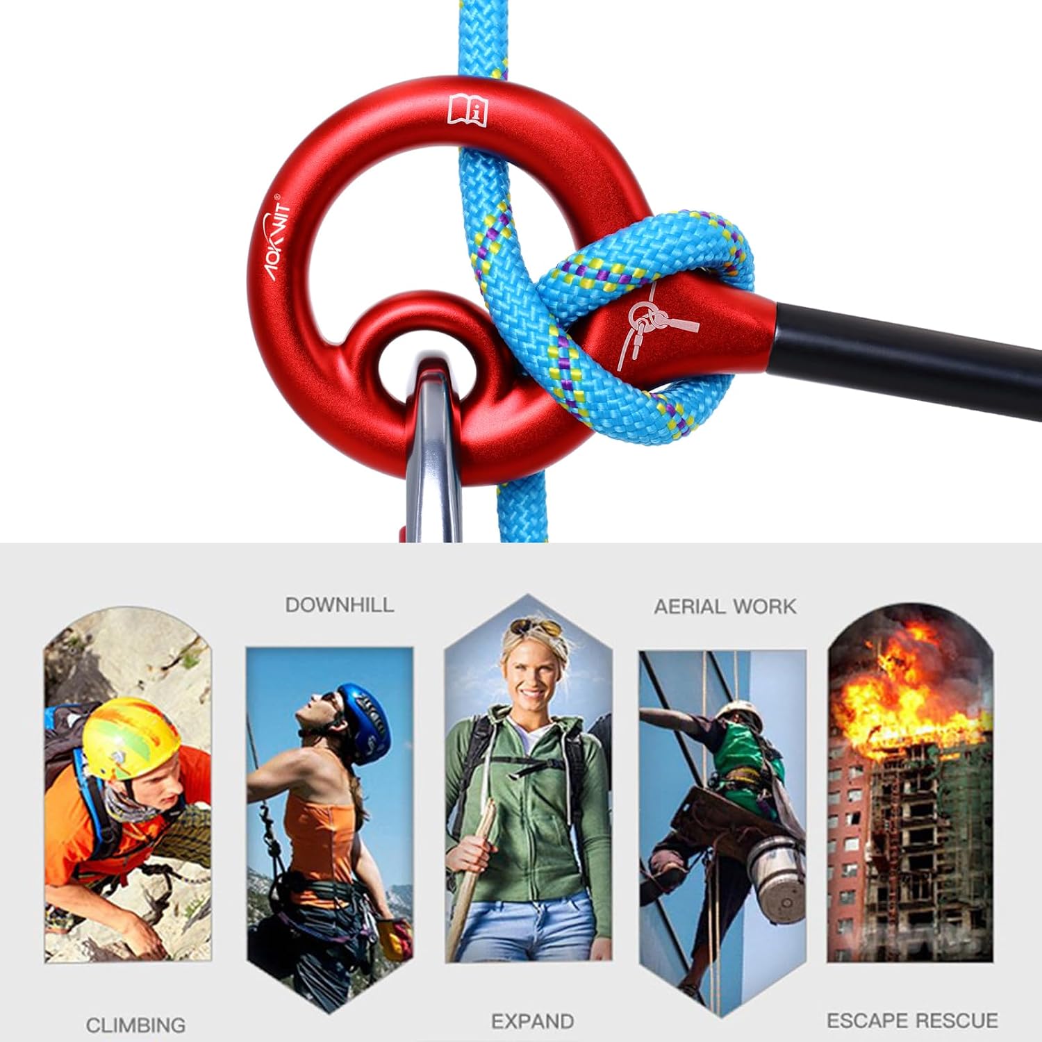 9 Rescue Figure, Upgrade 8 Descender Climbing Gear Downhill Equipment Easy Operation Rigging Plate Aluminum Alloy