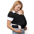 Baby Wrap Carrier - Stretch Cotton Newborn Sling, Black | Breathable, Hands-Free Babywearing Carrier Wrap; ergonomic