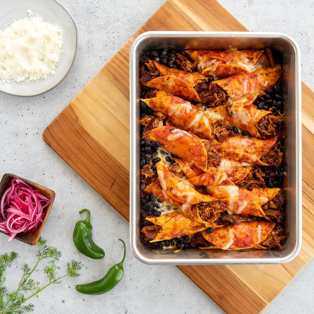 Natural Aluminum Commercial Rectangular Cake Pan, Exterior dimensions 12.9 x 9.5 x 2.5 inches and interior dimensions